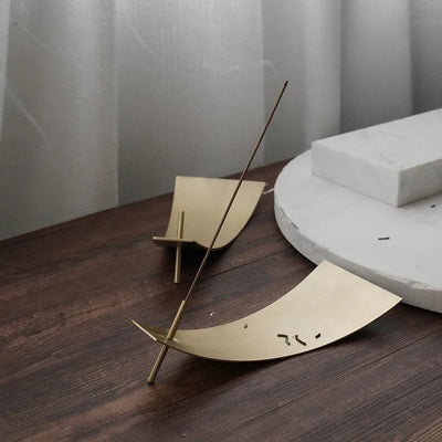 Bronze Incense Holder - Nordic Metal Tray 6x3"