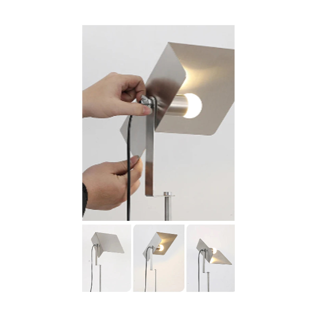Industrial LED Floor Lamp - Stainless Steel Panel Luxury Lighting