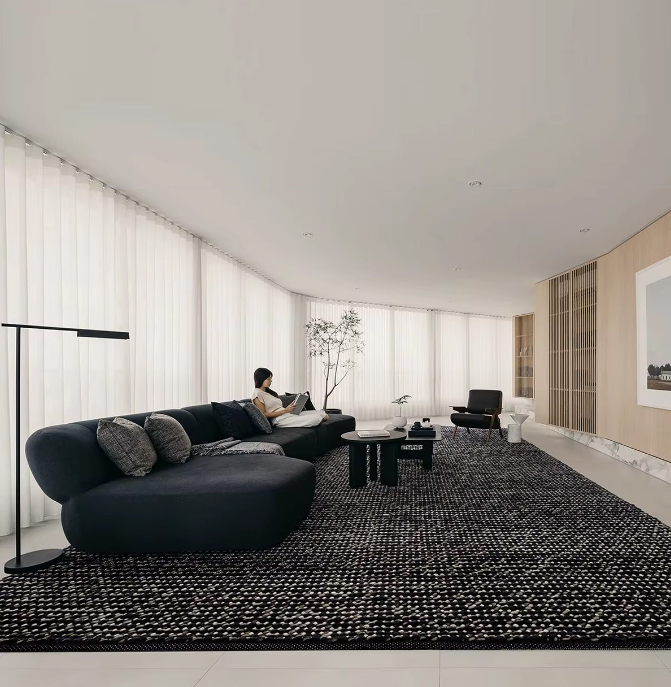Hand Woven Wool Rug - Indian Pebble Area Carpet