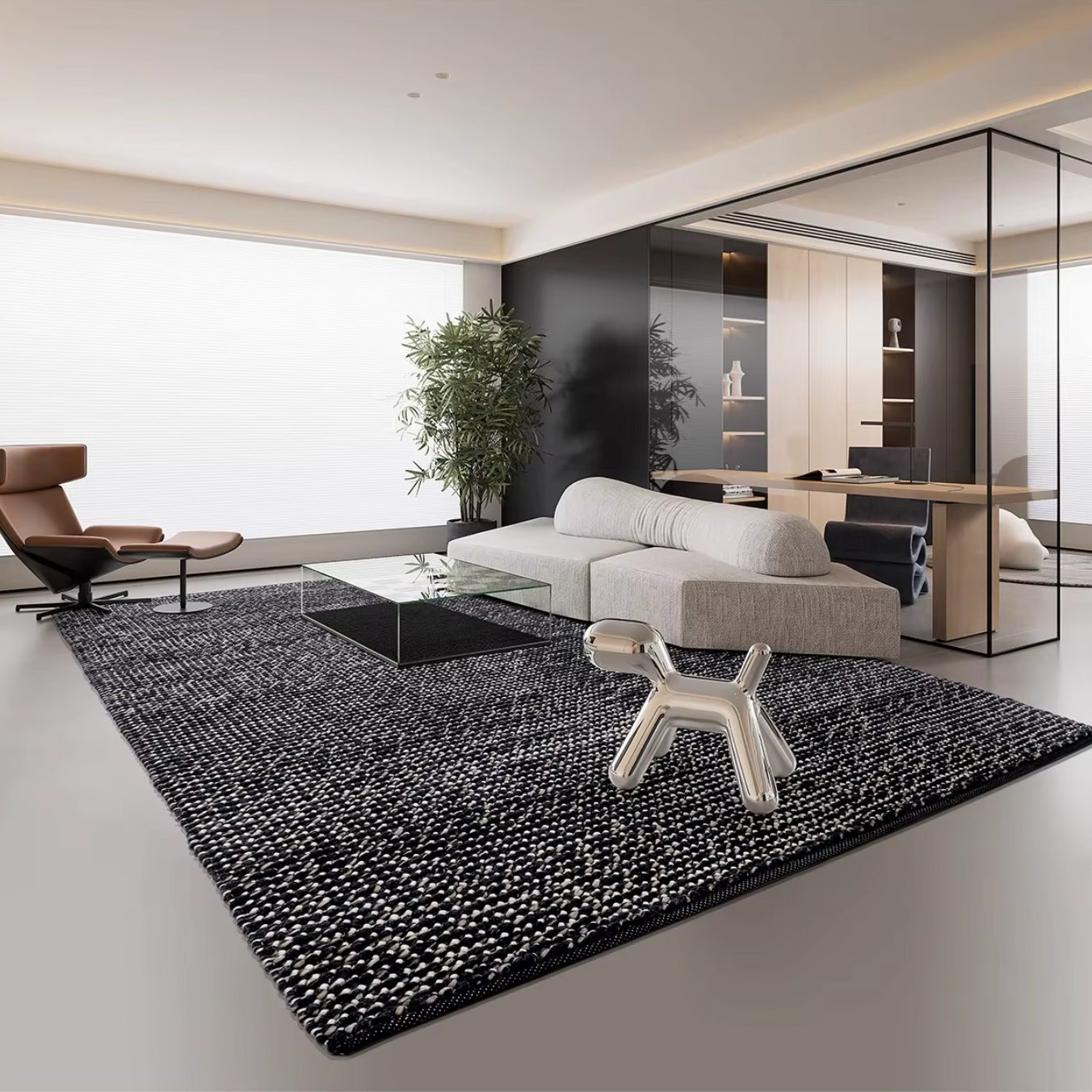Hand Woven Wool Rug - Indian Pebble Area Carpet