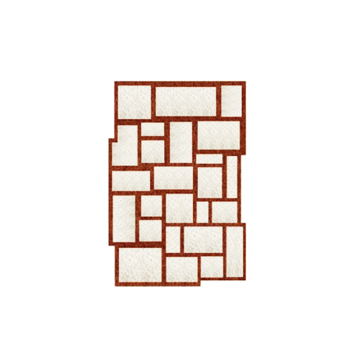 Orange Area Rug - Irregular Grid Pattern Rectangular Carpet