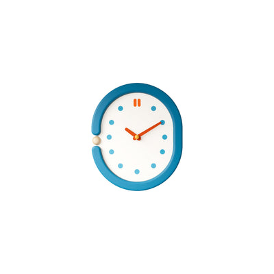 Pendulum Wall Clock - Japanese Minimalist Oval Blue Design