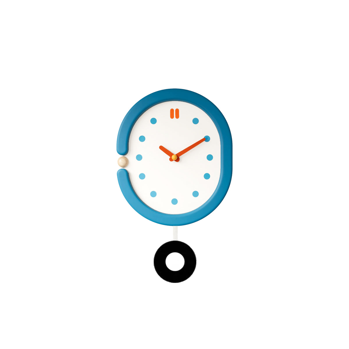 Pendulum Wall Clock - Japanese Minimalist Oval Blue Design