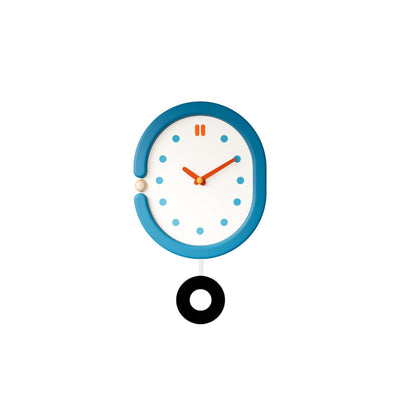 Pendulum Wall Clock - Japanese Minimalist Oval Blue Design