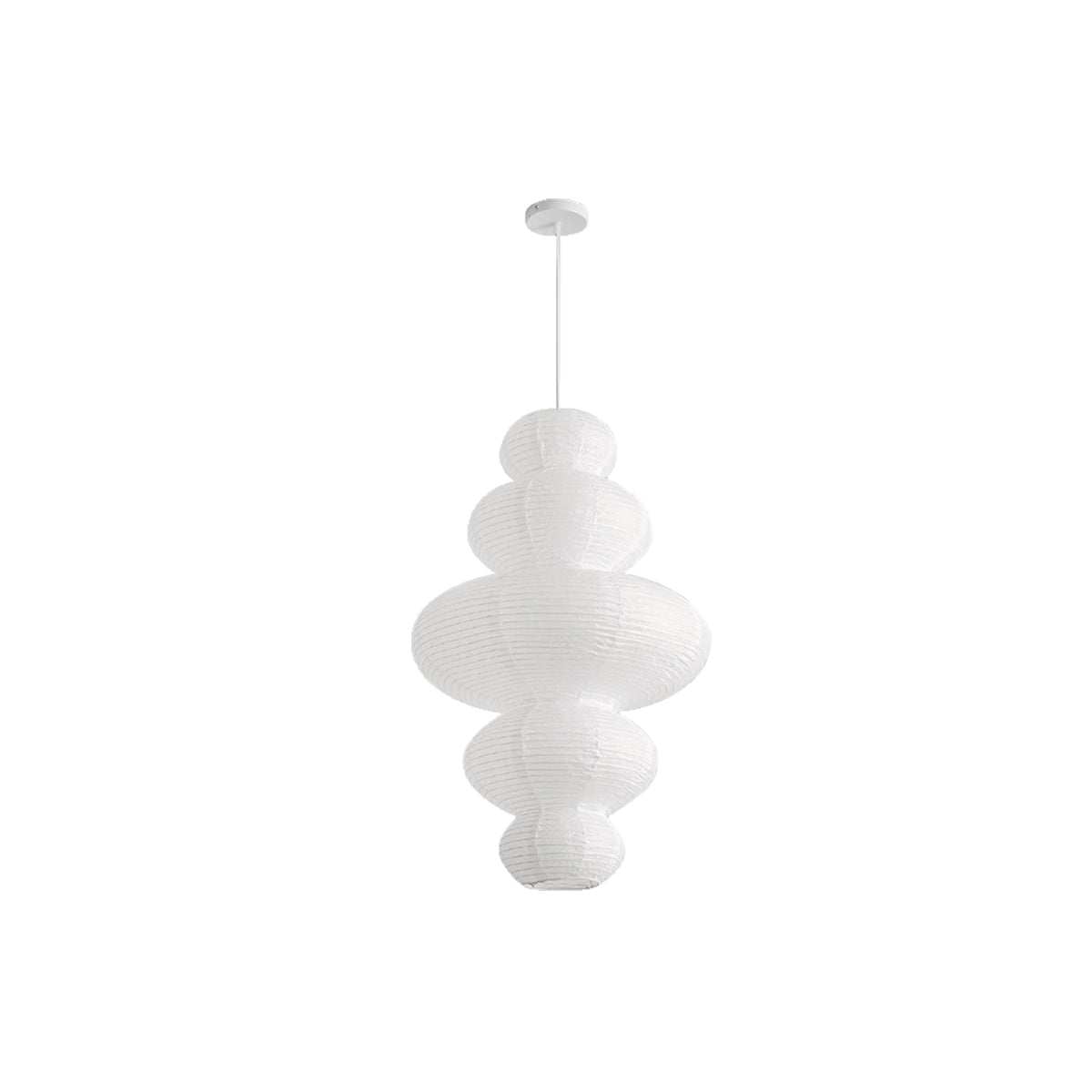 Japanese Rice Paper Pendant - Wabi-Sabi Ceiling Lamp with Adjustable Wire