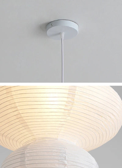 Japanese Rice Paper Pendant - Wabi-Sabi Ceiling Lamp with Adjustable Wire