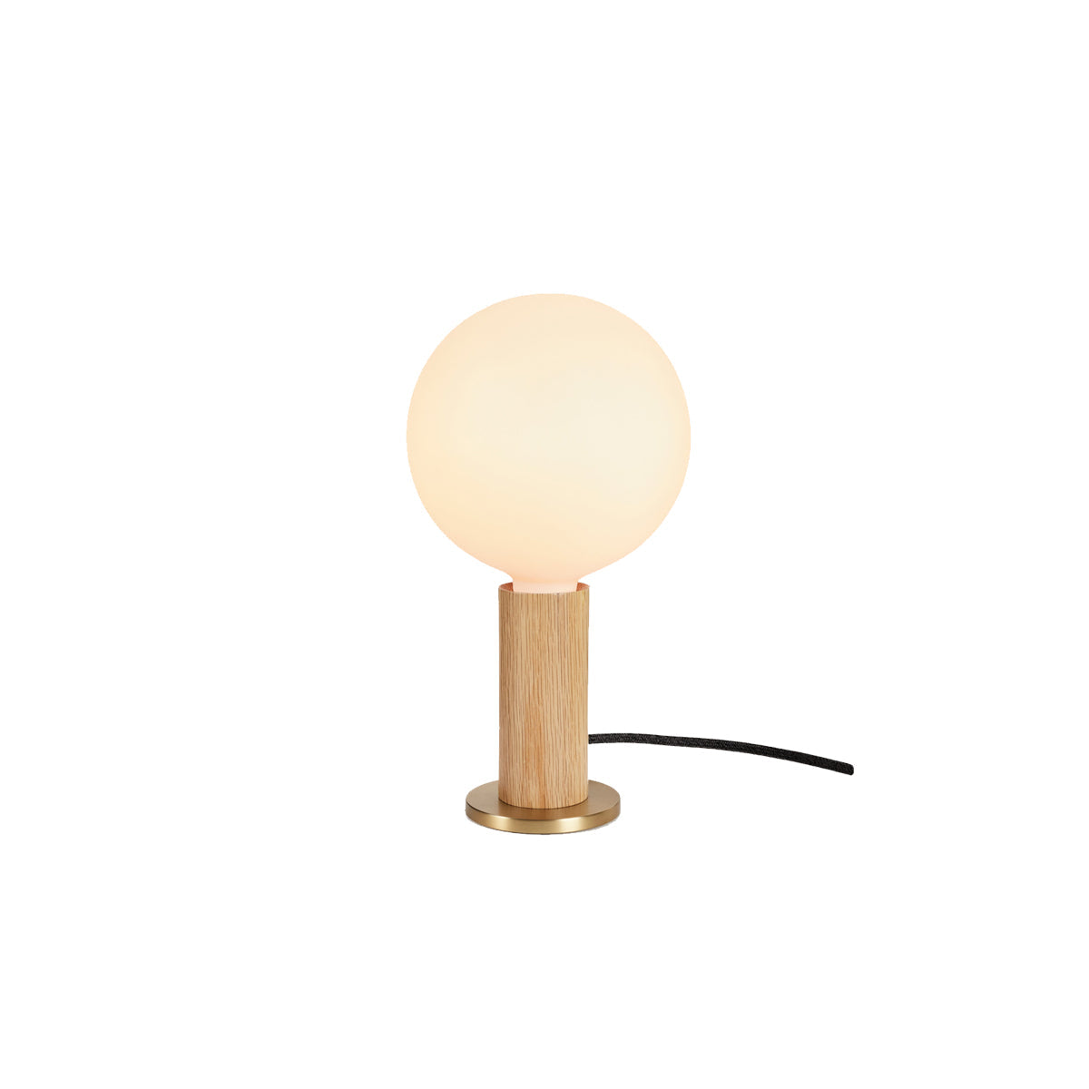 Tala Table Lamp – Wood Base, Brass Finish, Dimmable LED Sphere Bulb