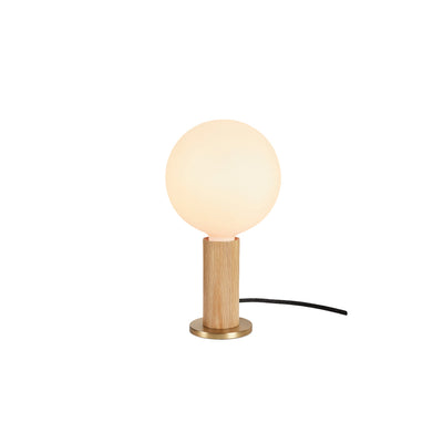 Tala Table Lamp – Wood Base, Brass Finish, Dimmable LED Sphere Bulb