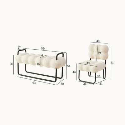 Area Couch Chair - Designer Cream Fabric Bench