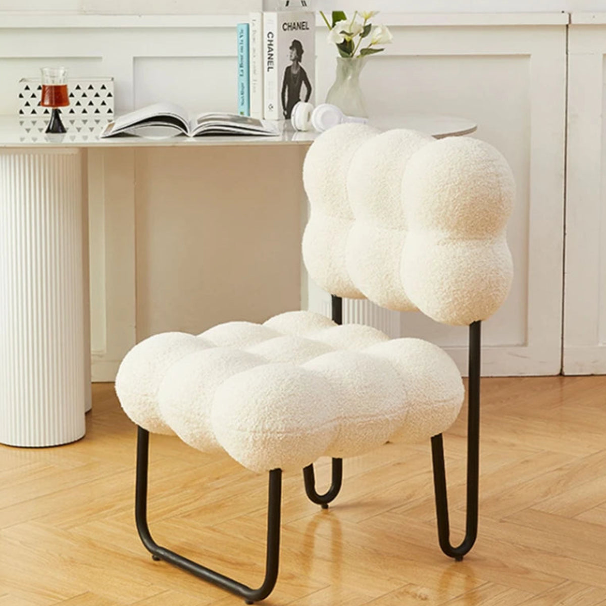 Area Couch Chair - Designer Cream Fabric Bench