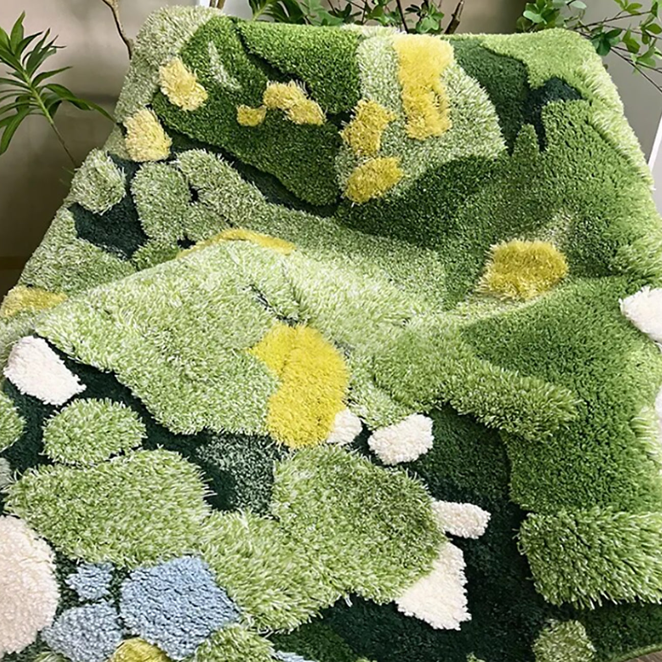 Green Moss Rug – Large Hand Crafted 3D Texture