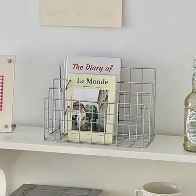 Metal Magazine Rack – Mesh Table Top Organizer