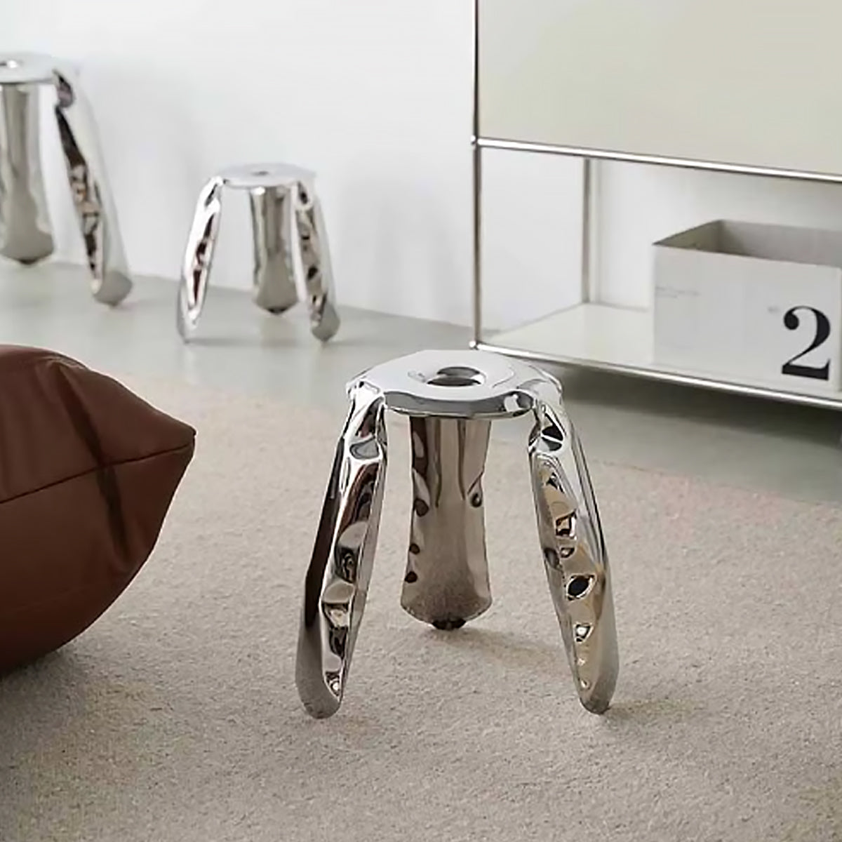 Stainless Steel Stool | Minimalist Metal Accent Seating