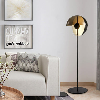 Glass Floor Lamp | Contemporary Half Dome Living Room Light