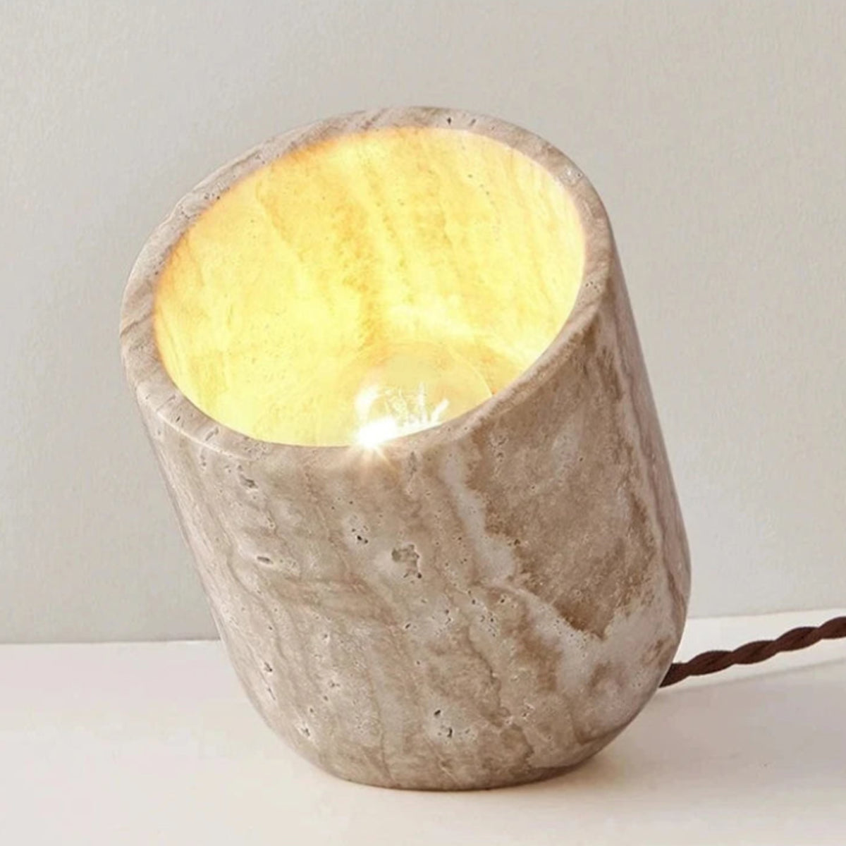Travertine Stone Lamp - Modern Table & Floor Light