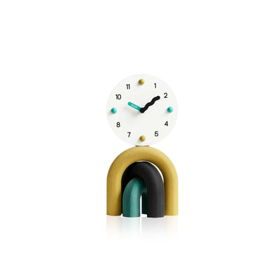 Nordic Arch Table Clock - Modern Desk Clock Bamboo Metal Design
