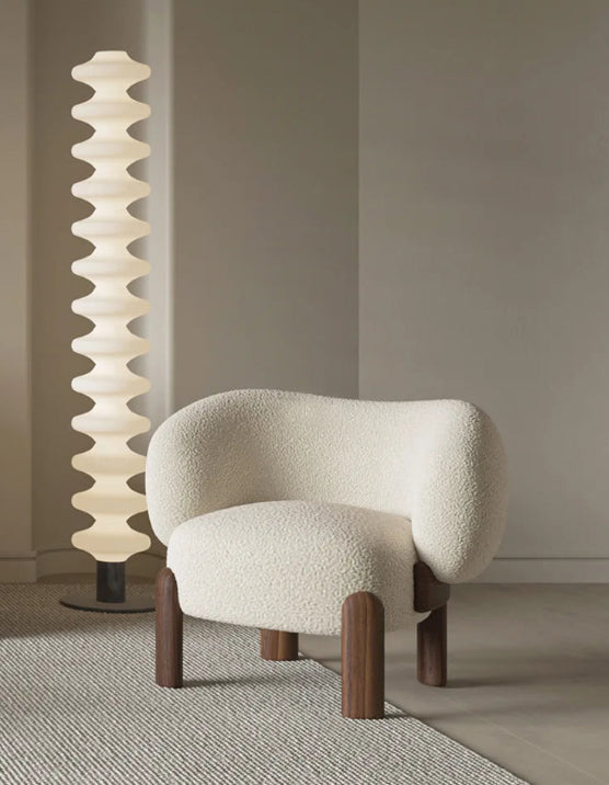 Nordic Lounge Chair - Solid Wood Fabric Sofa