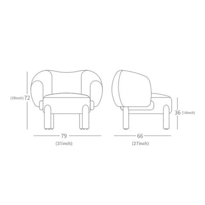 Nordic Lounge Chair - Solid Wood Fabric Sofa