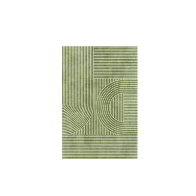 Nordic Green Stripe Rug - Modern Area Carpet