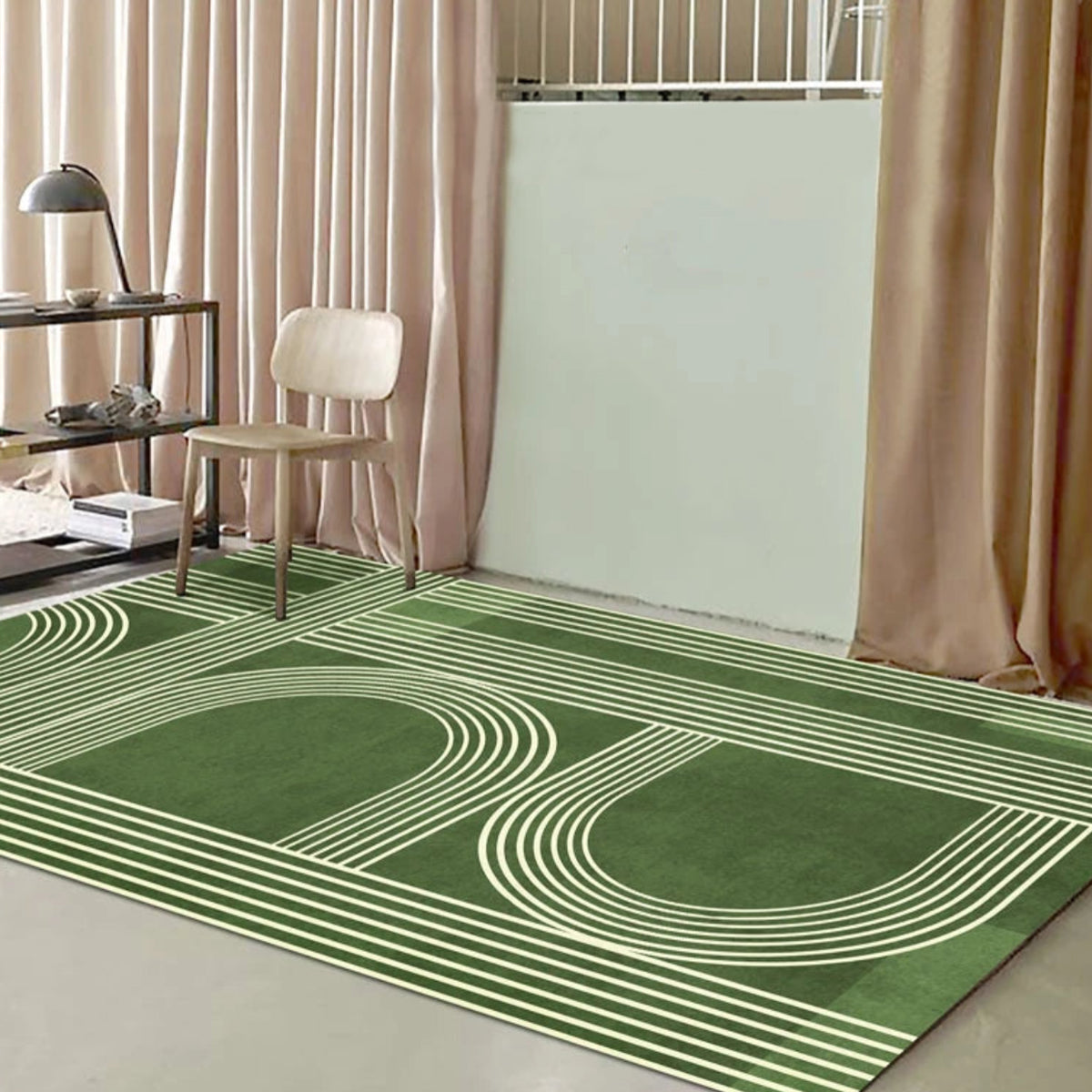 Nordic Green Stripe Rug - Modern Area Carpet