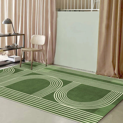 Nordic Green Stripe Rug - Modern Area Carpet