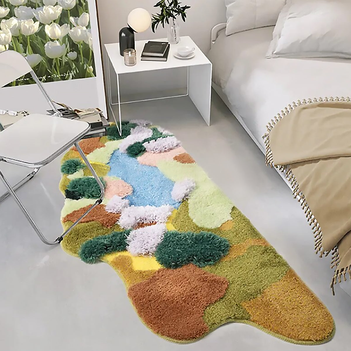 Moss Winter Lake Rug - Plush Green Tundra Carpet