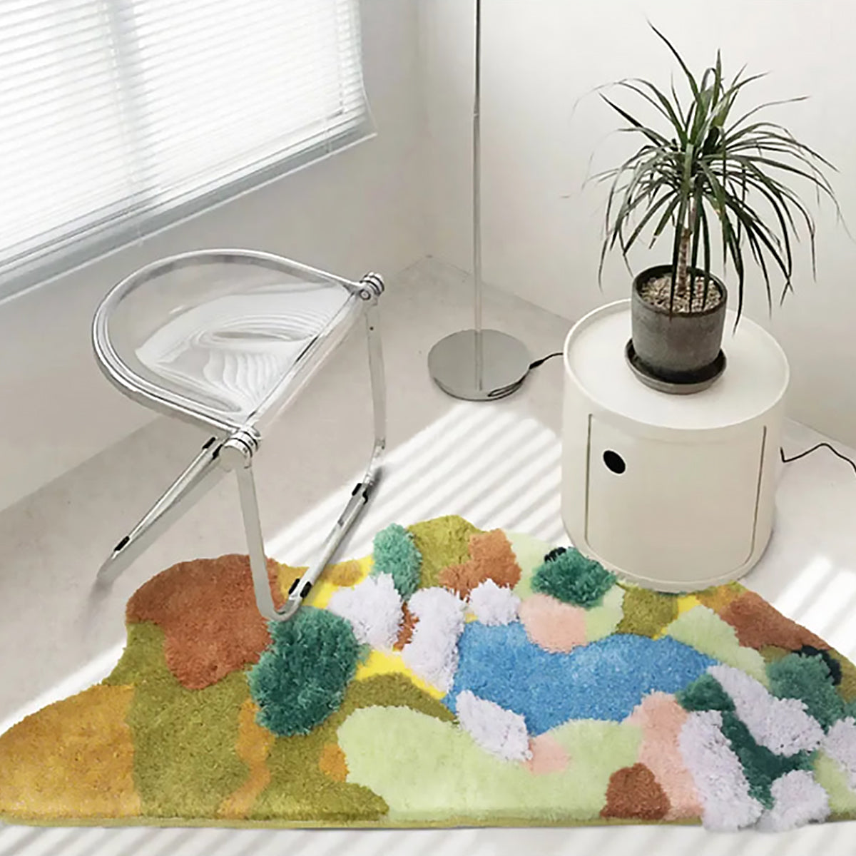 Moss Winter Lake Rug - Plush Green Tundra Carpet