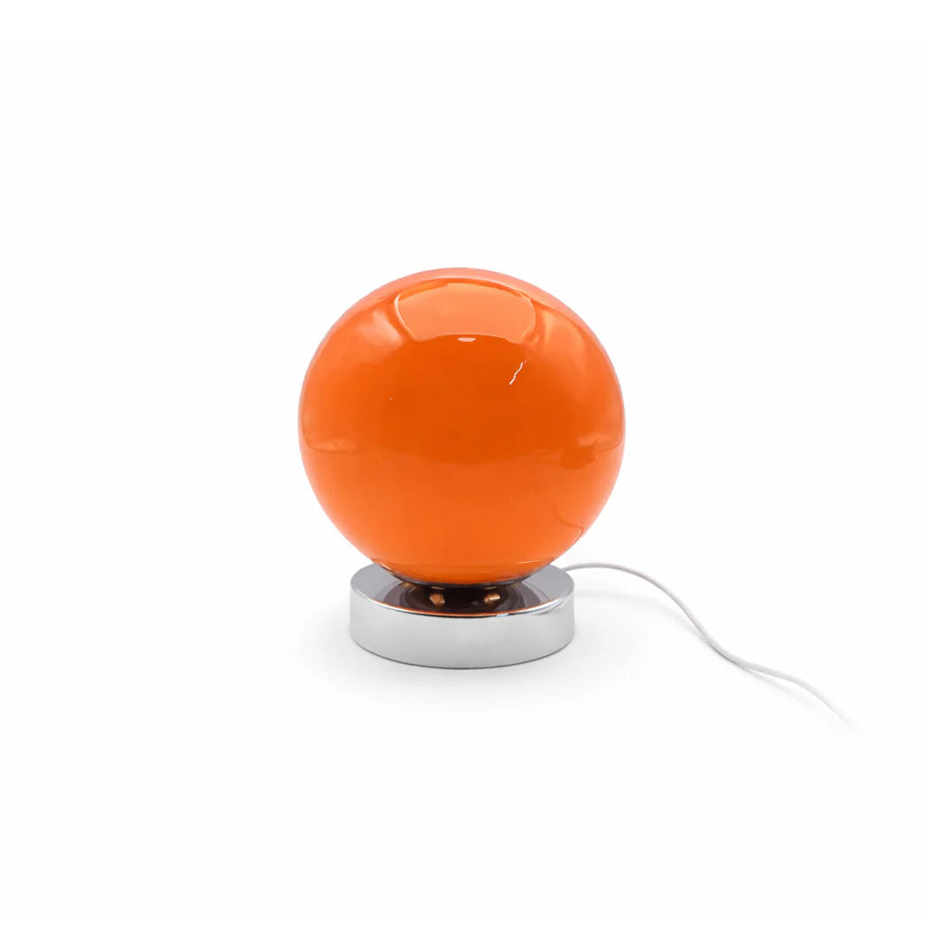 Orange Retro Glass Ball Chrome Table Lamp