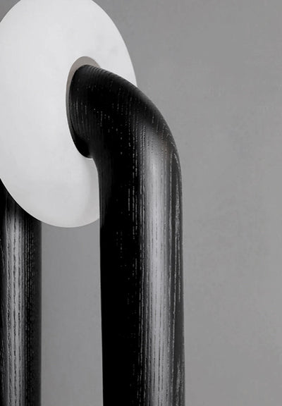 Vintage Wood Table Lamp - Solid Ash Wood Base, Dimmable Lighting