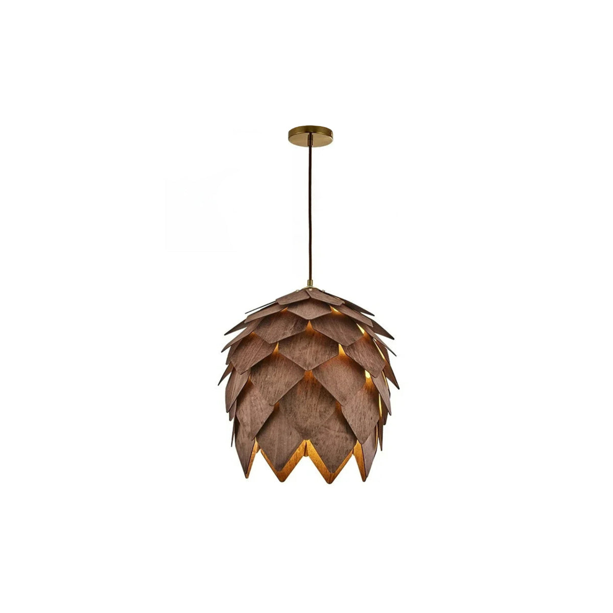 Solid Wood Chandelier – Pine Cone Ceiling Lamp