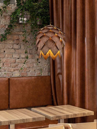 Solid Wood Chandelier – Pine Cone Ceiling Lamp
