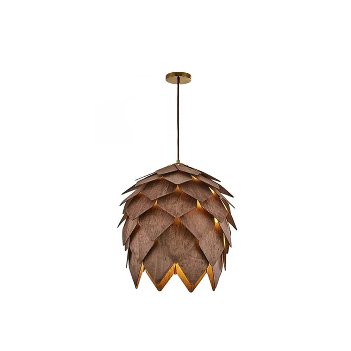 Solid Wood Chandelier – Pine Cone Ceiling Lamp