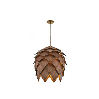 Solid Wood Chandelier – Pine Cone Ceiling Lamp