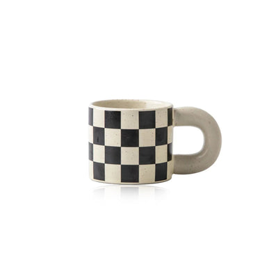 Ceramic Plaid Mug – Checkerboard Coffee Cup 275ml