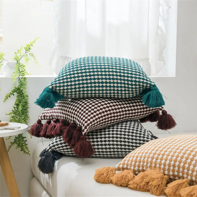 TASSEL | Geometric Knitted Retro Cushion