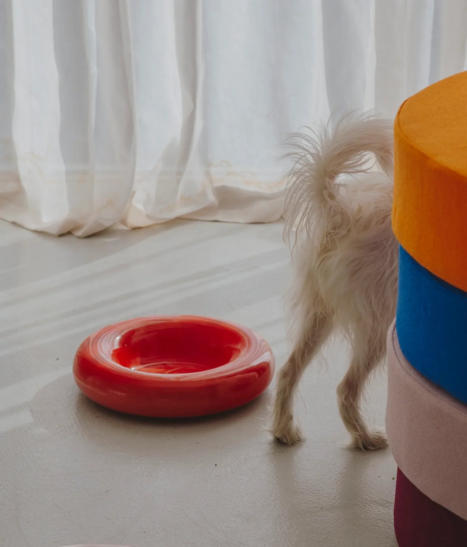 Red ceramic bowl