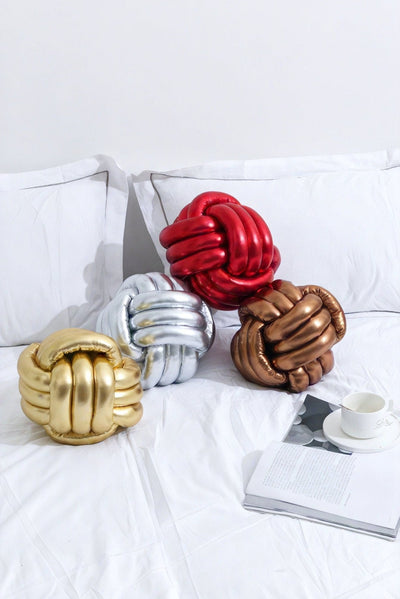 METALLIC-KNOT | Radiant Spandex Sculptural Pillow