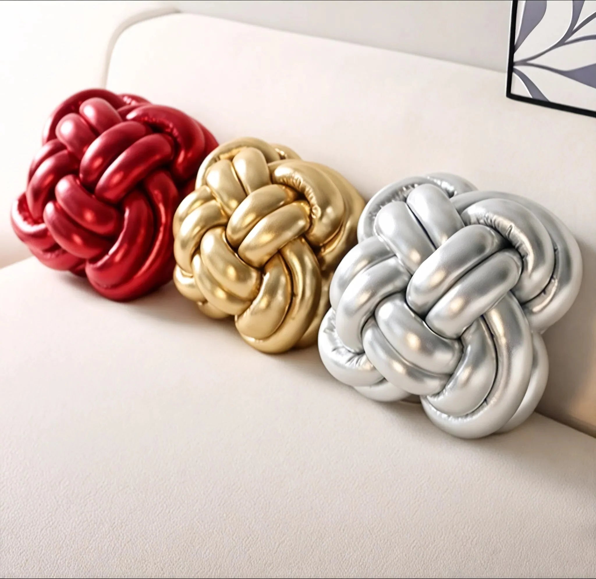 METALLIC-KNOT | Radiant Spandex Sculptural Pillow