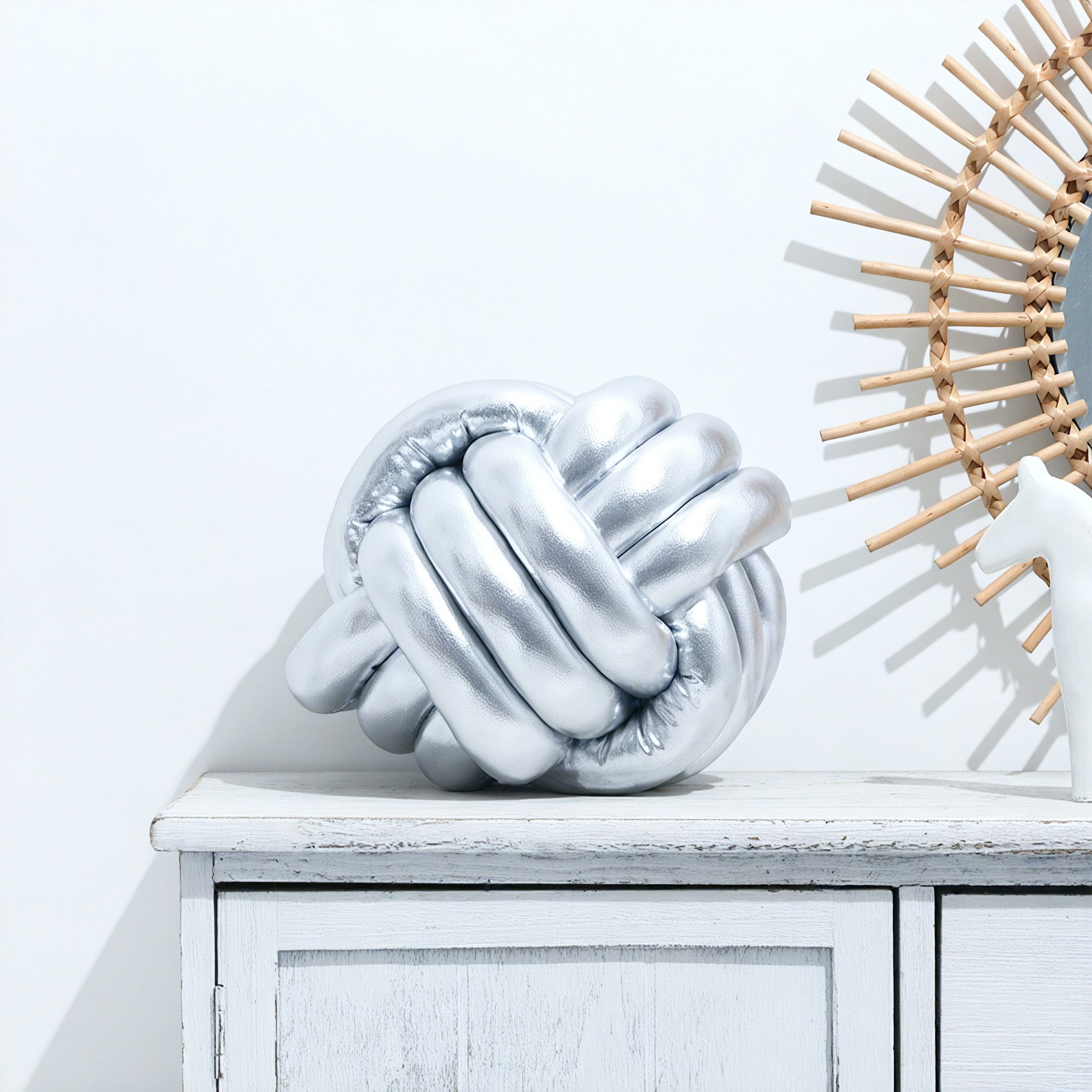 METALLIC-KNOT | Radiant Spandex Sculptural Pillow