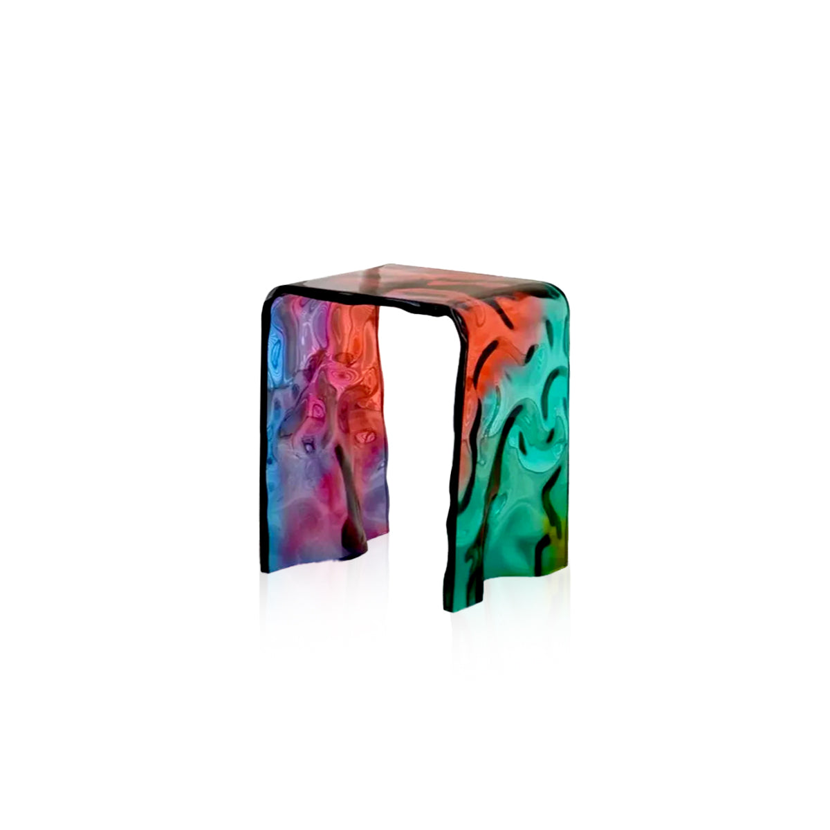 Acrylic Coffee Table - Artistic Rainbow Water Wave Decor