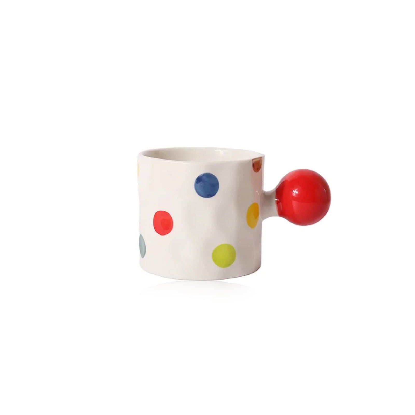 Red Ceramic Mug - 300ml Polka Dot Coffee Cup