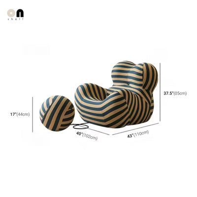 Lazy Sofa | Soft Cushioned Red Stripe Fabric Floor Sofa