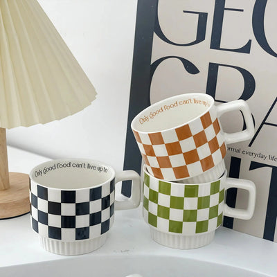 VIBE | Retro Checker & Wavy Ceramic Mug Set