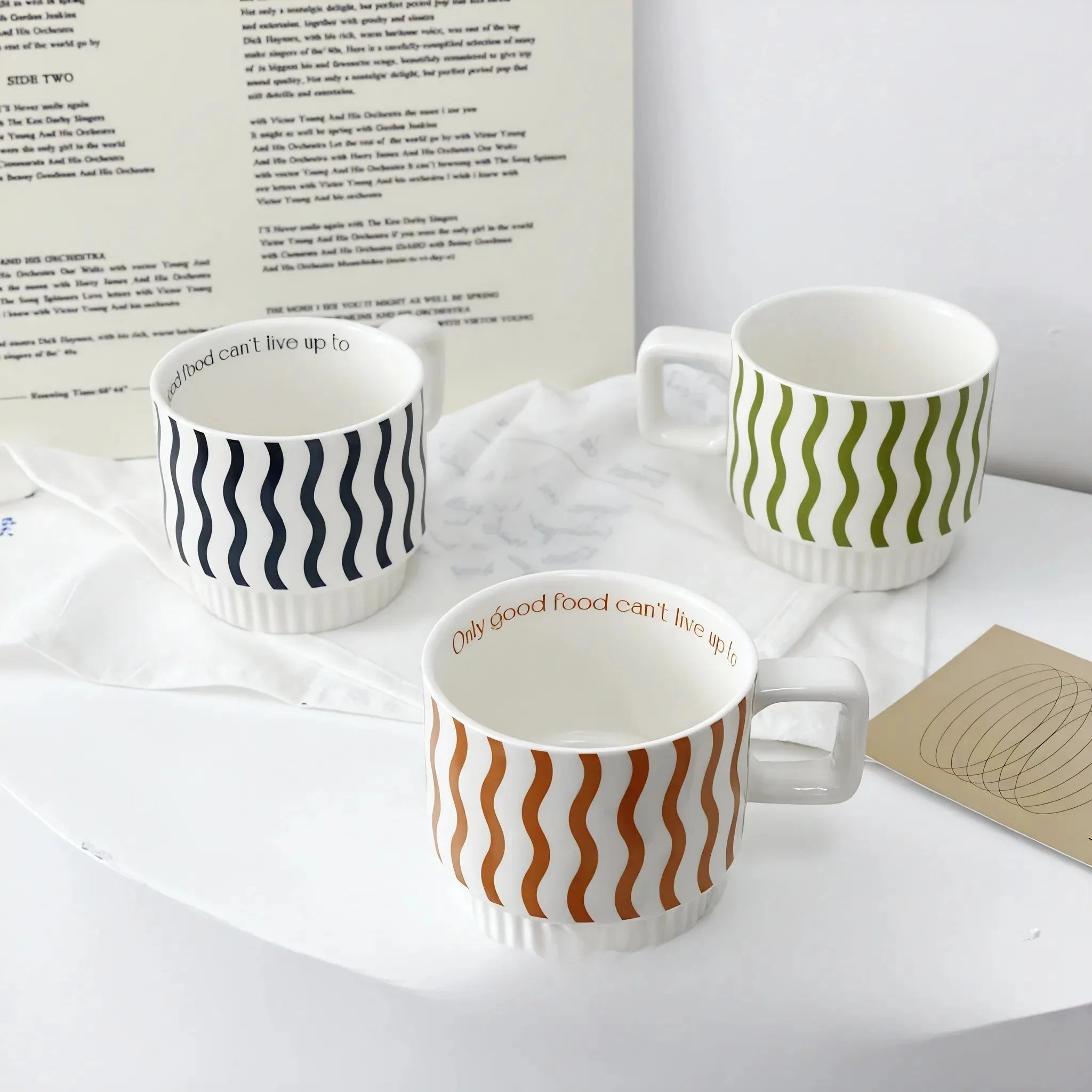 VIBE | Retro Checker & Wavy Ceramic Mug Set
