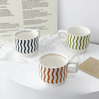 VIBE | Retro Checker & Wavy Ceramic Mug Set