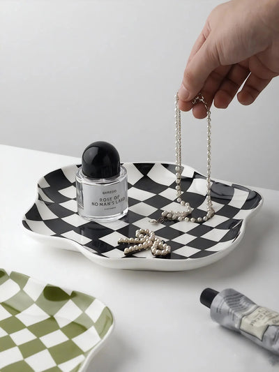 MAXIMA | Retro Checkerboard Ceramic Accent Plate
