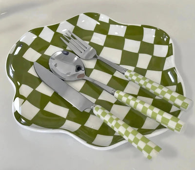 MAXIMA | Retro Checkerboard Ceramic Accent Plate
