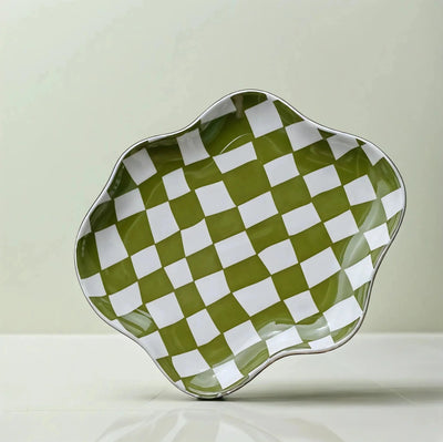 MAXIMA | Retro Checkerboard Ceramic Accent Plate
