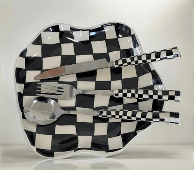 MAXIMA | Retro Checkerboard Ceramic Accent Plate