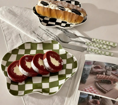 MAXIMA | Retro Checkerboard Ceramic Accent Plate